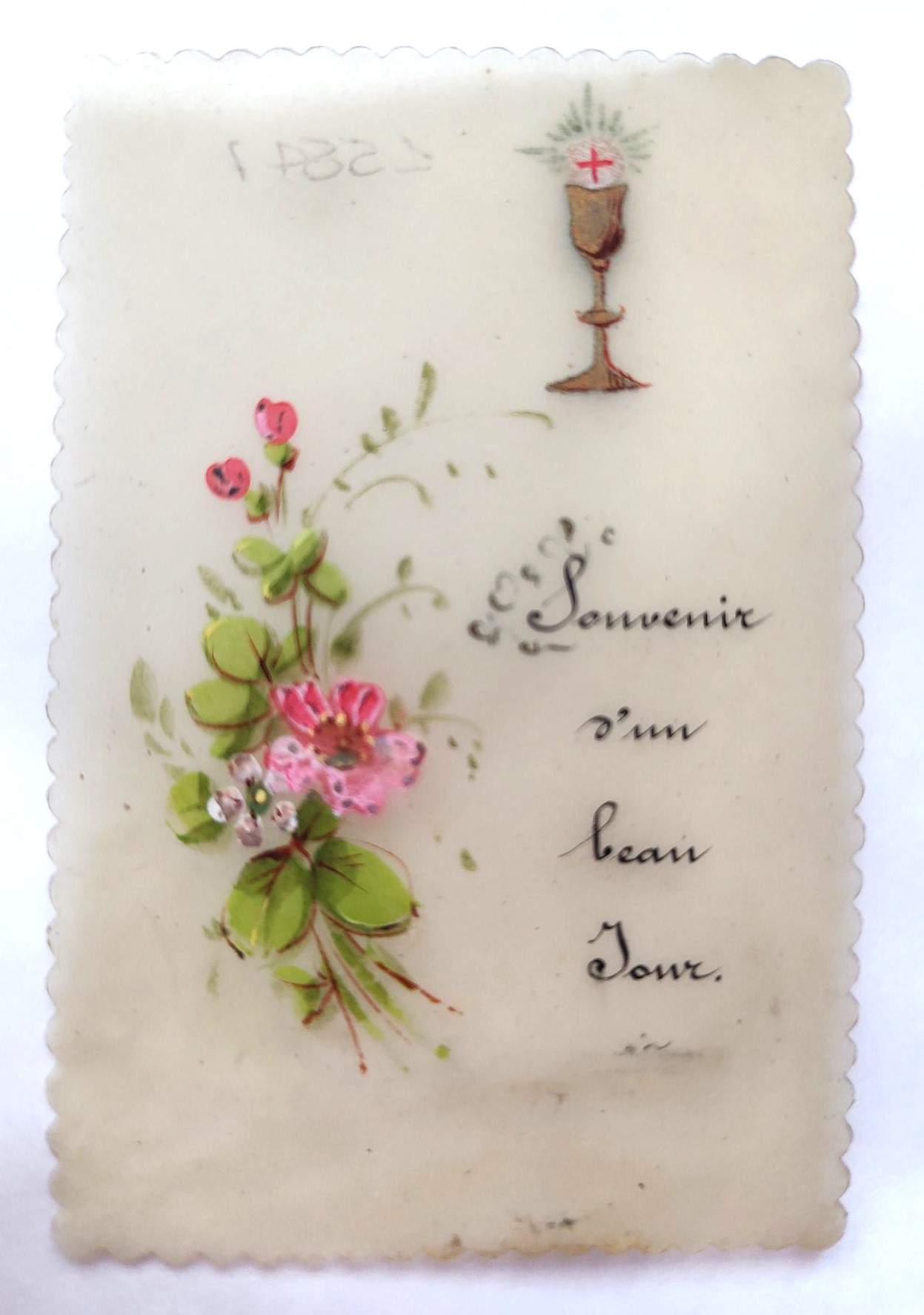Santino in celluloide Ricordo prima Comunione manufatto holy card