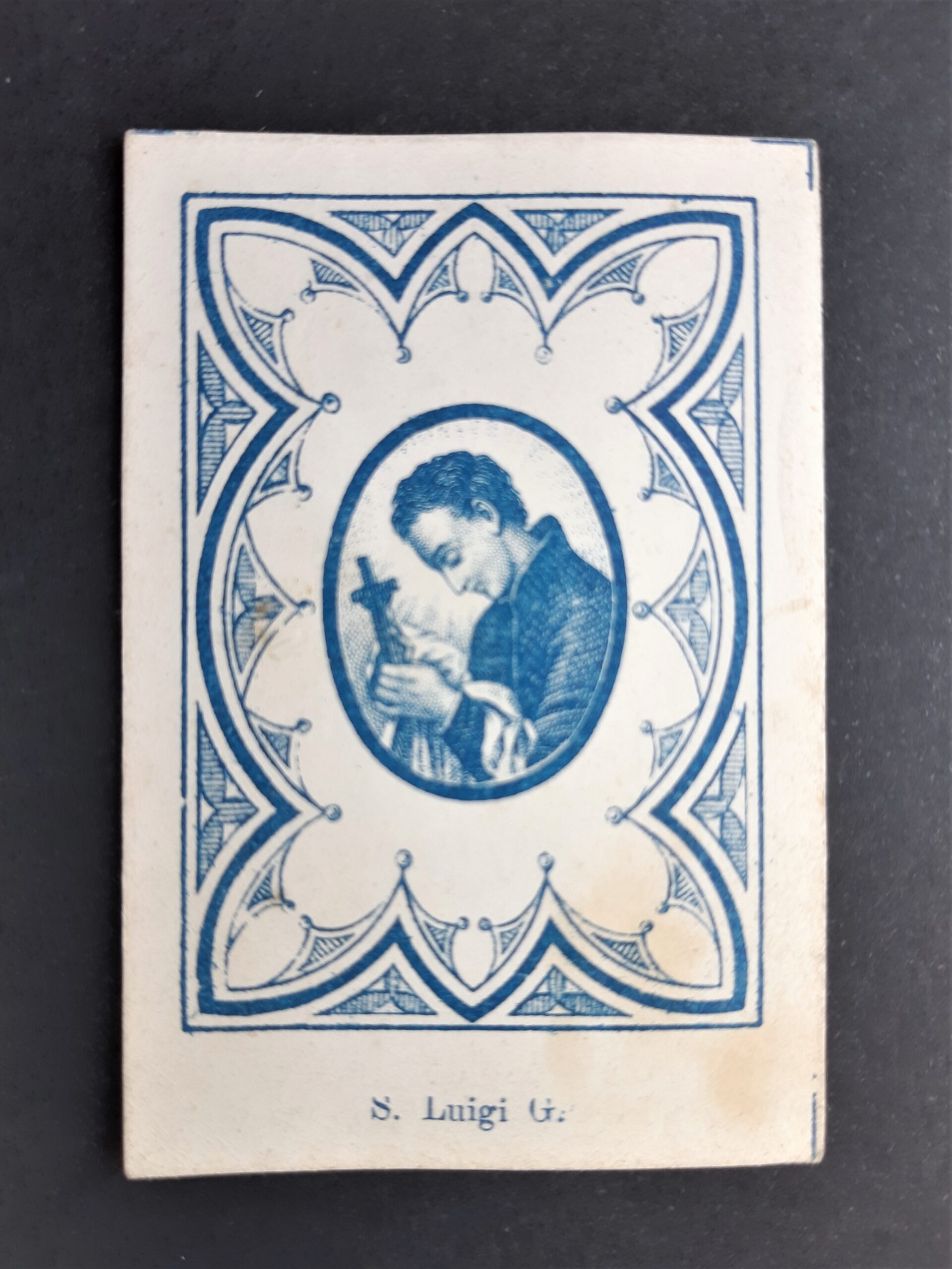 Santino incisione S. Luigi Gonzaga holy card 1890 c.a.