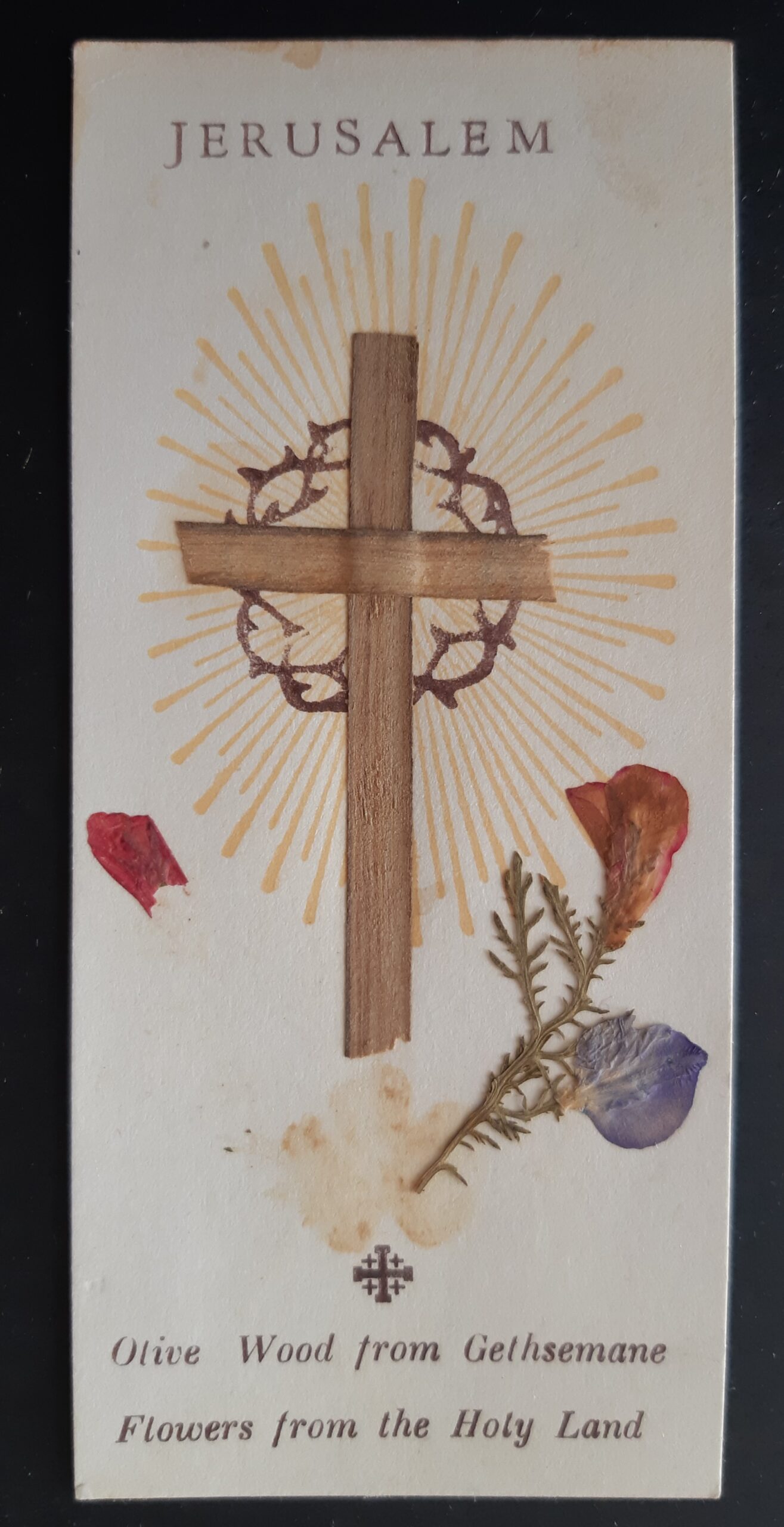 Santino Jerusalem olive wood Gethsemane Flowers Holy Land