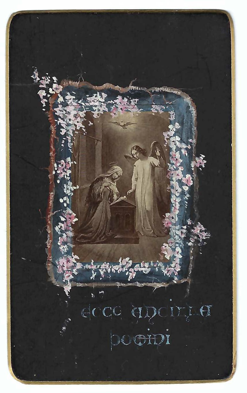 Santino manufatto L'annunciazione 1900 c.a. canivet holy card image pieuse