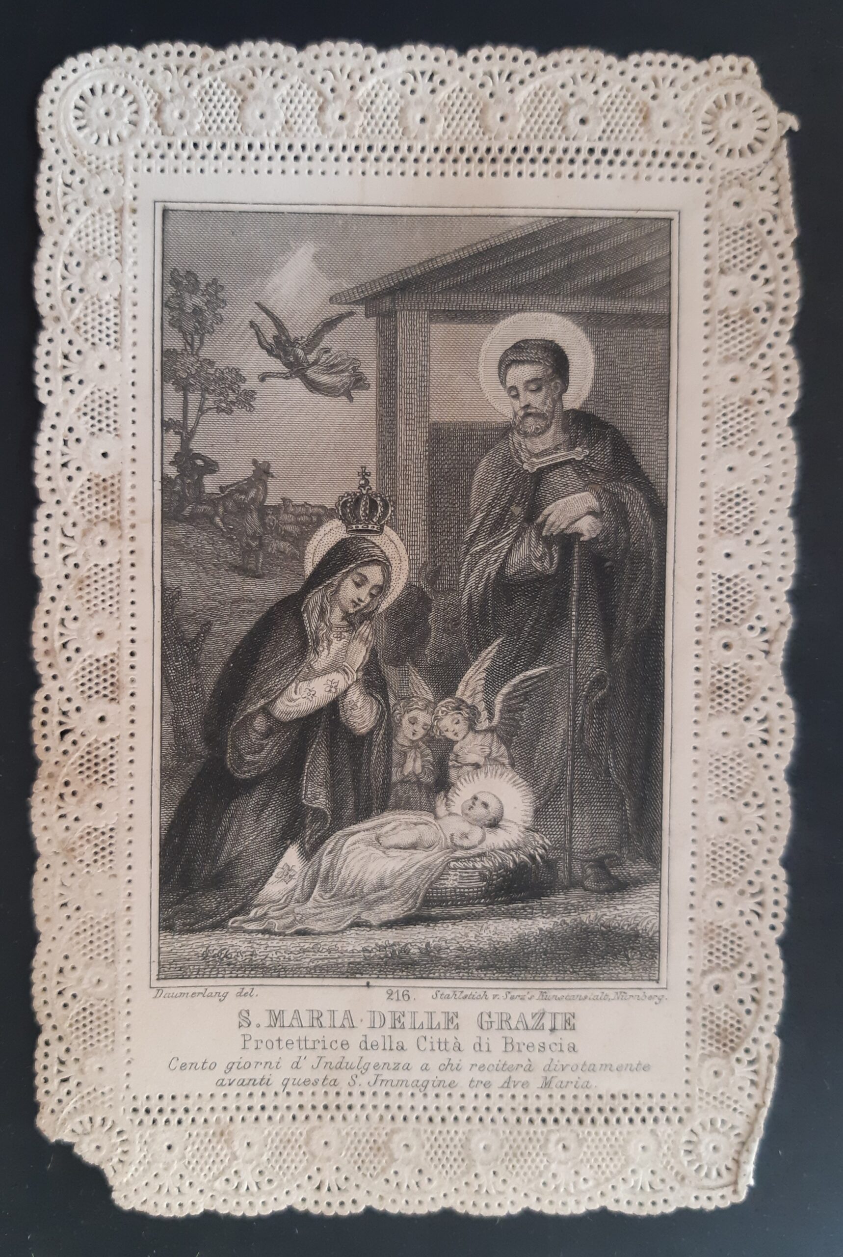 Santino merlettato S. Maria delle Grazie protettrice città di Brescia …