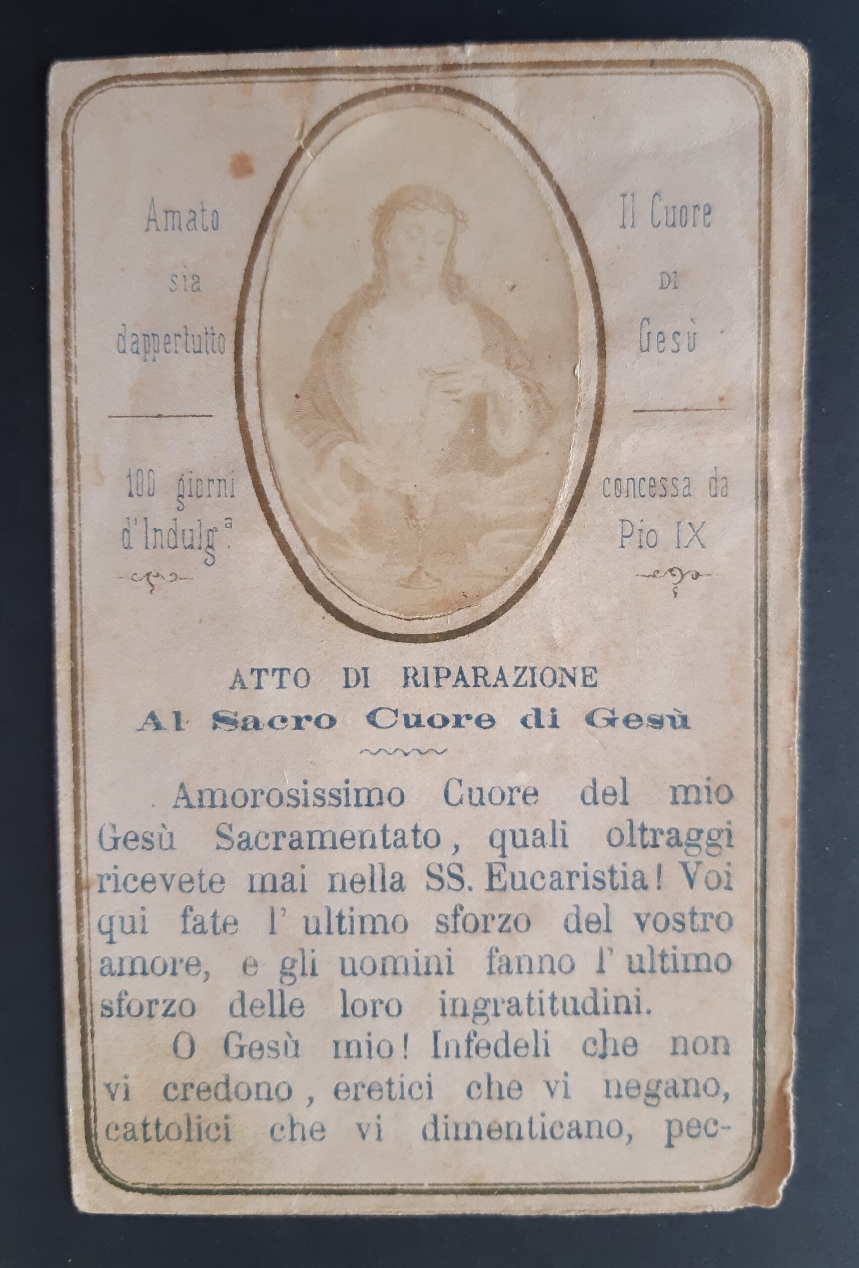 Santino Sacro cuore di Gesù con atto di riparazione Bertola …