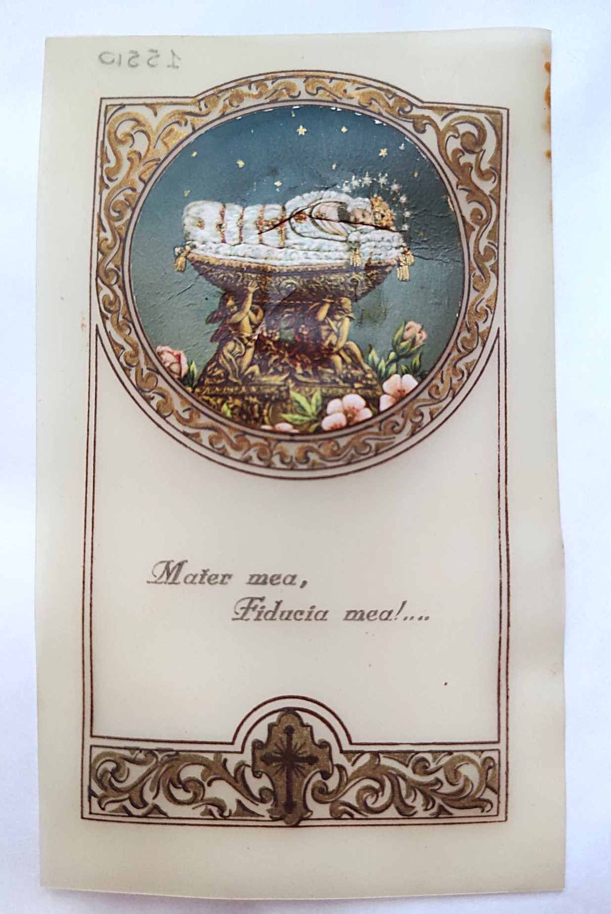 Santino Vergine Maria bambina con immagine applicata holy card