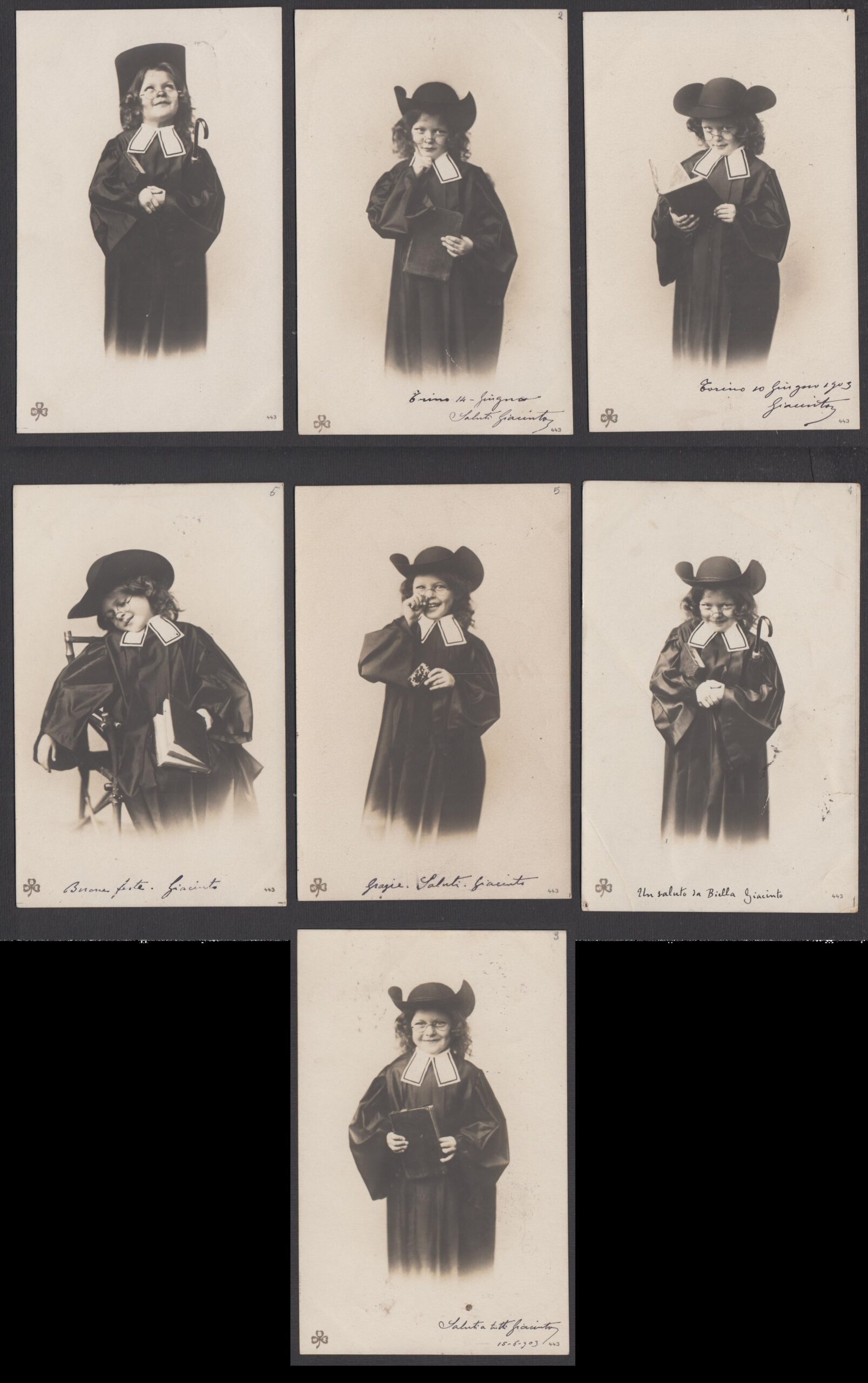 Serie completa 7 cartoline Caricatura prete protestante SBW n 443 …