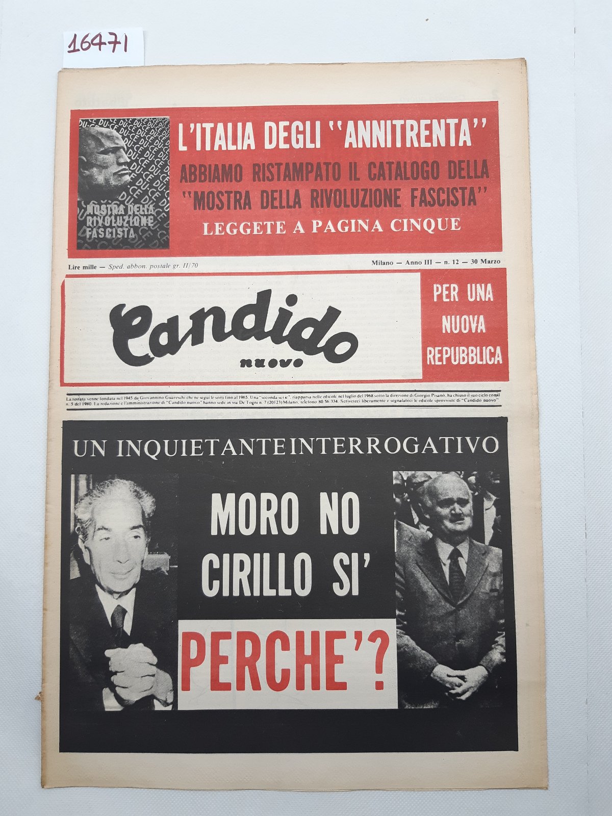 Settimanale Nuovo Candido per una nuova Repubblica numero 12 30 …