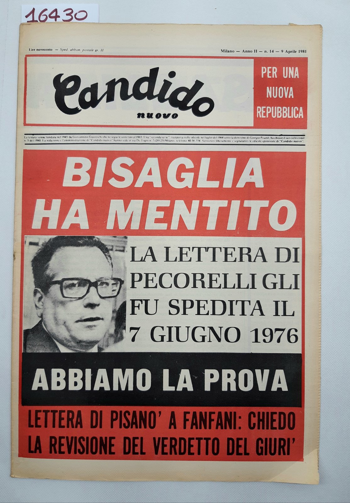 Settimanale Nuovo Candido per una nuova Repubblica numero 14 9 …