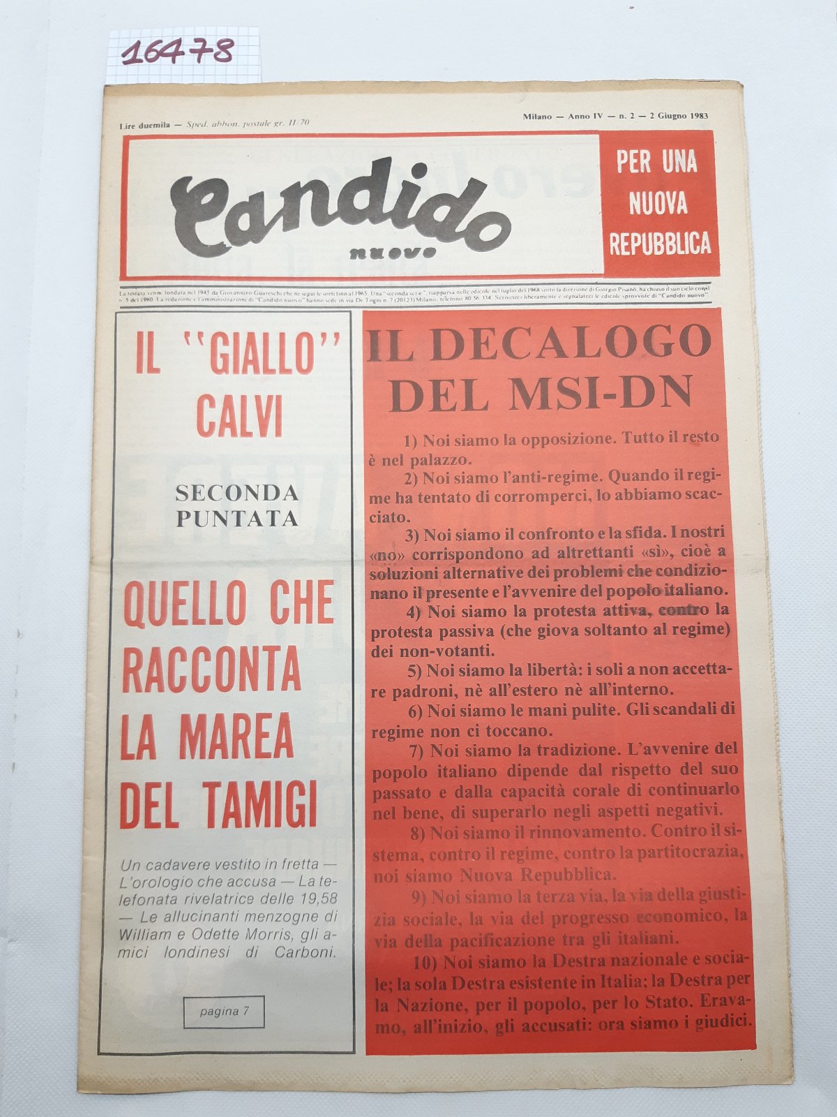 Settimanale Nuovo Candido per una nuova Repubblica numero 2 2 …
