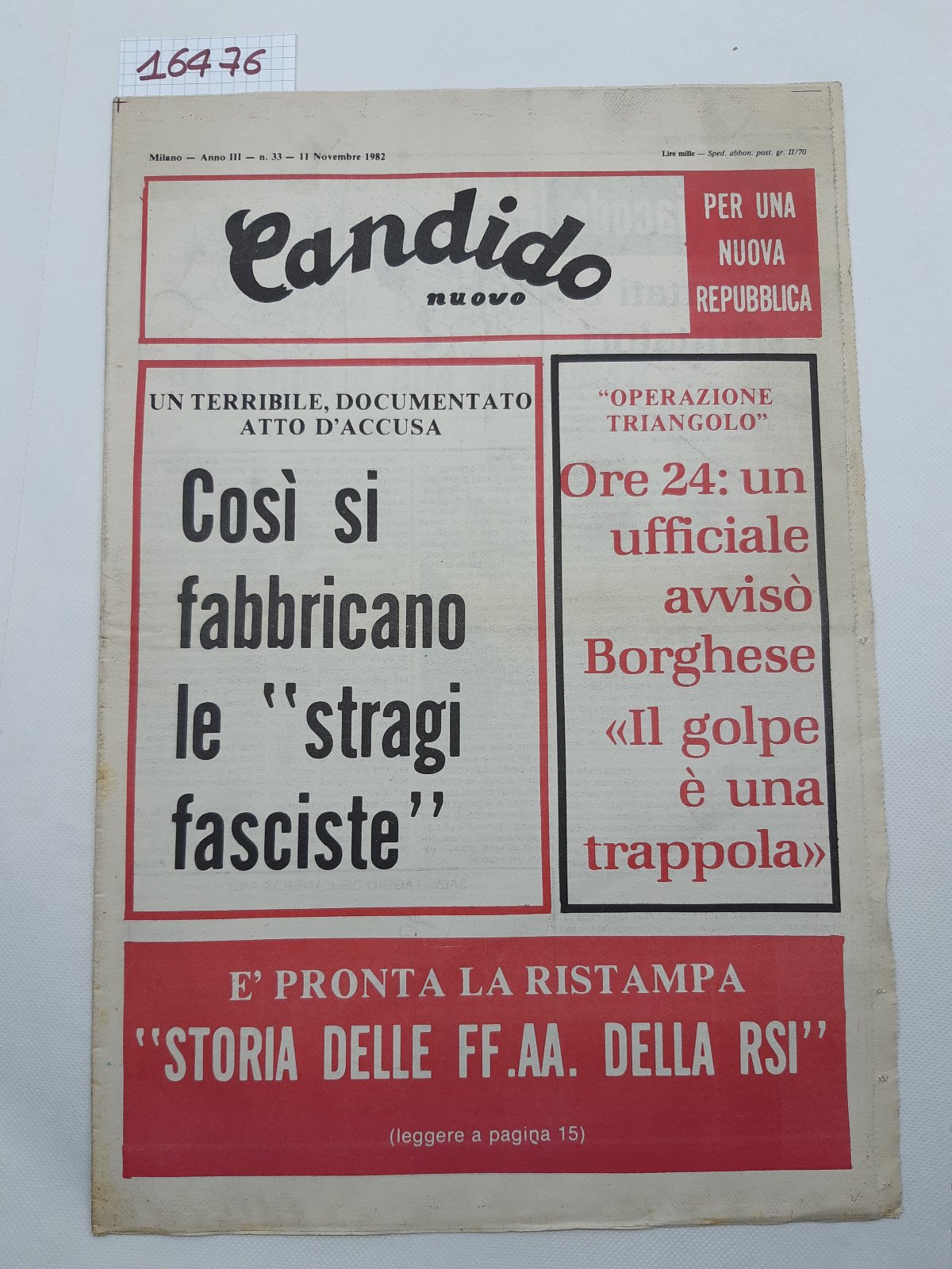 Settimanale Nuovo Candido per una nuova Repubblica numero 33 11 …