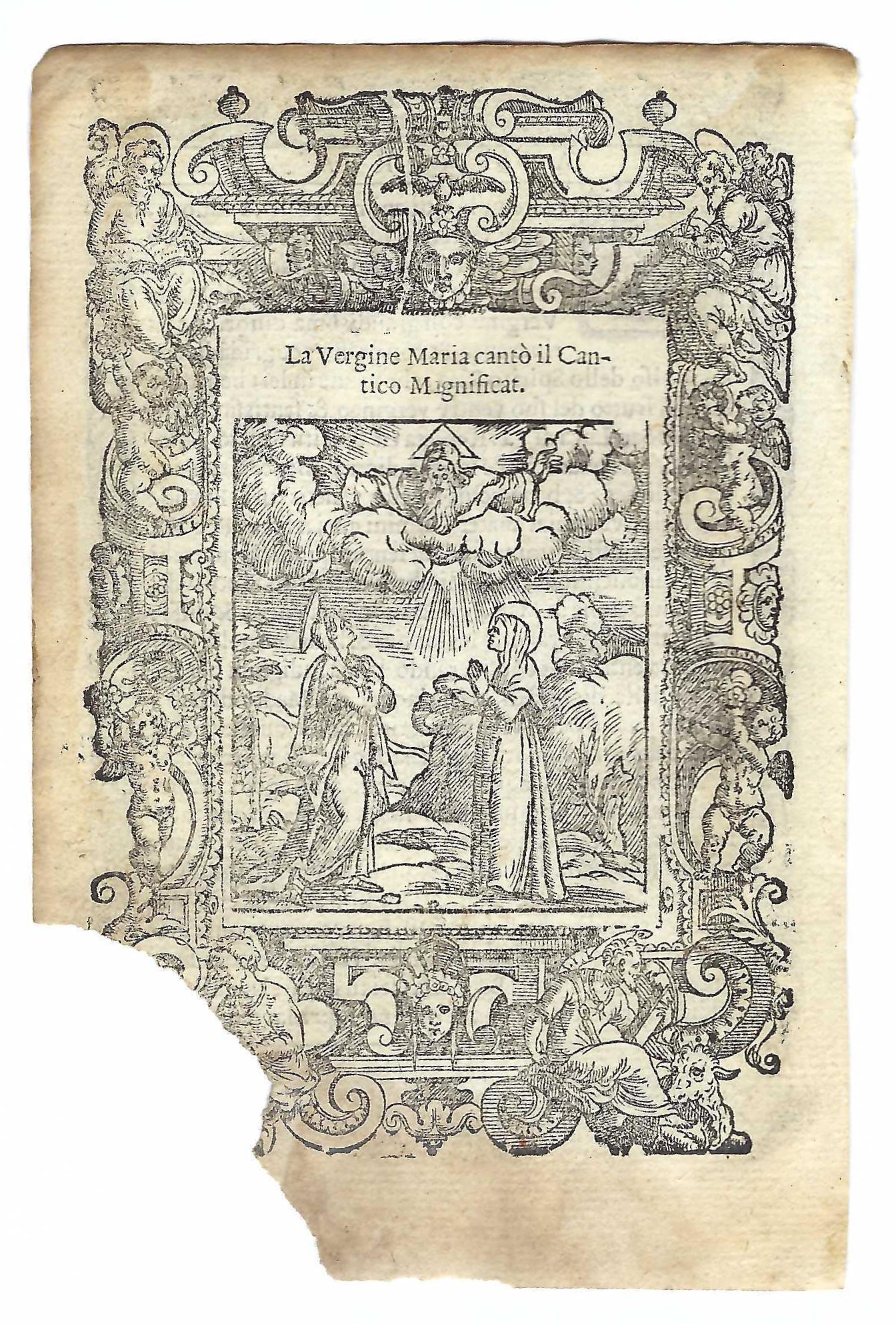 Stampa antica Old print La vergine Maria cantò il Cantico …