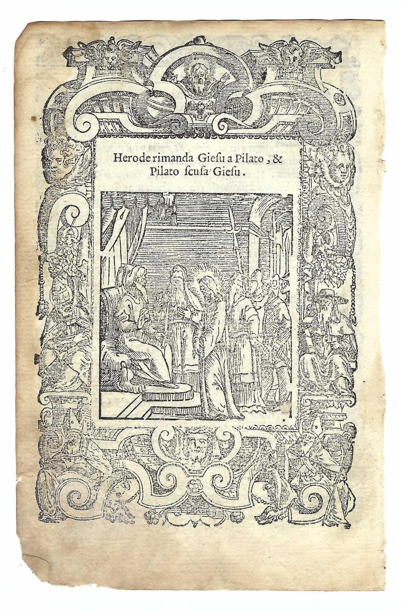 Stampa old print Erode rimanda Gesù da Pilato A. Da …