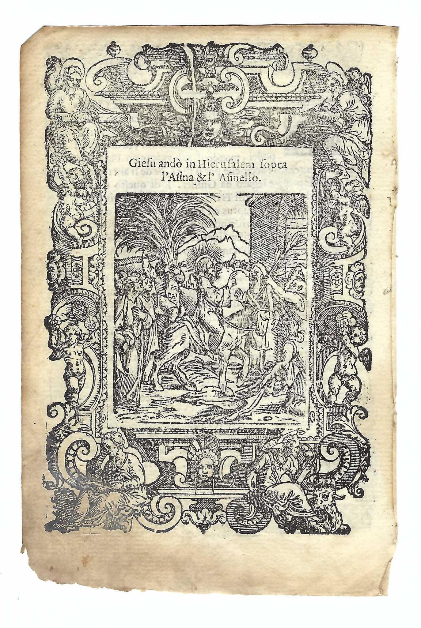 Stampa old print Gesù andò a Gerusalemme sopra l'asino A. …