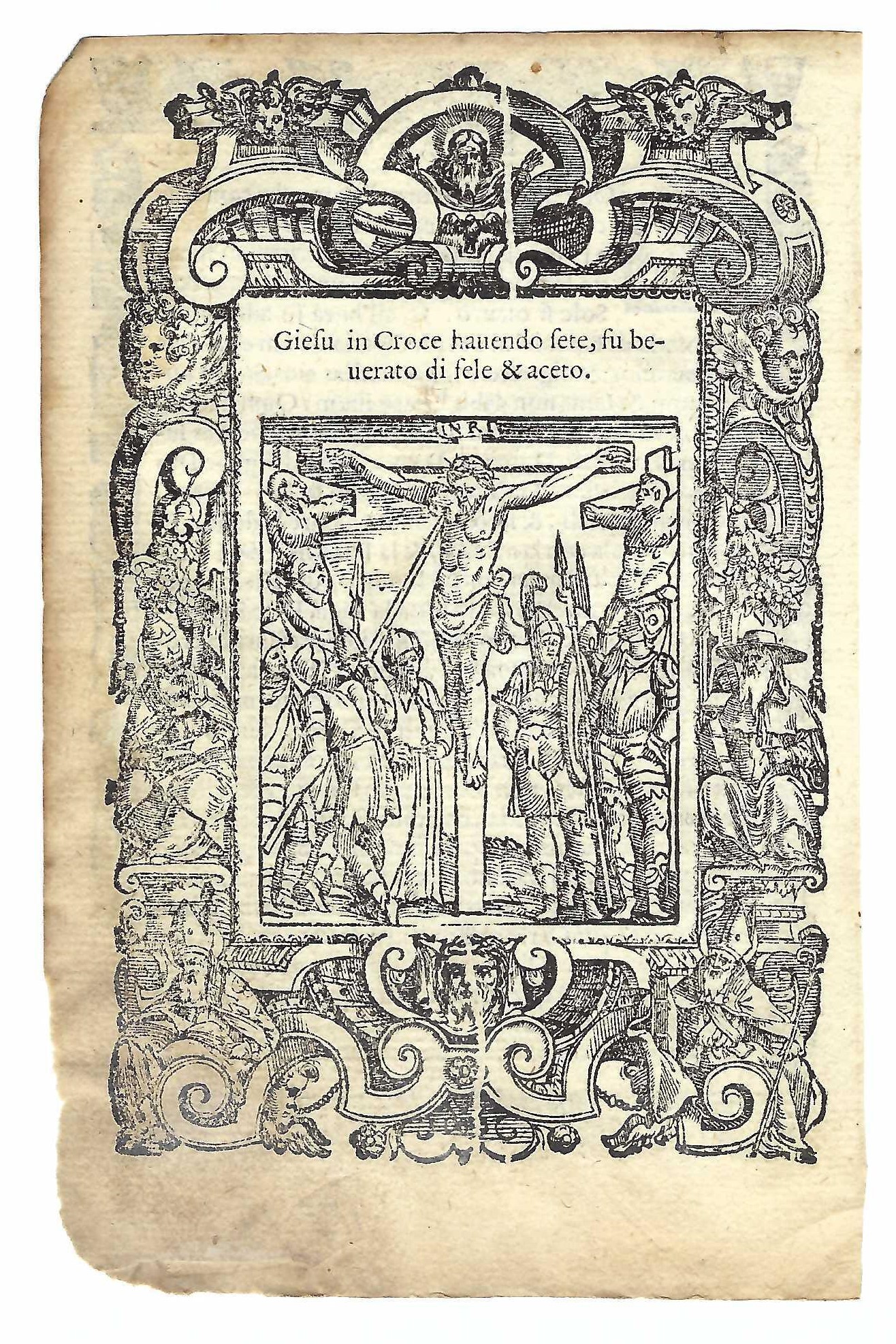 Stampa old print Gesù crocifisso ha sete e riceve da …