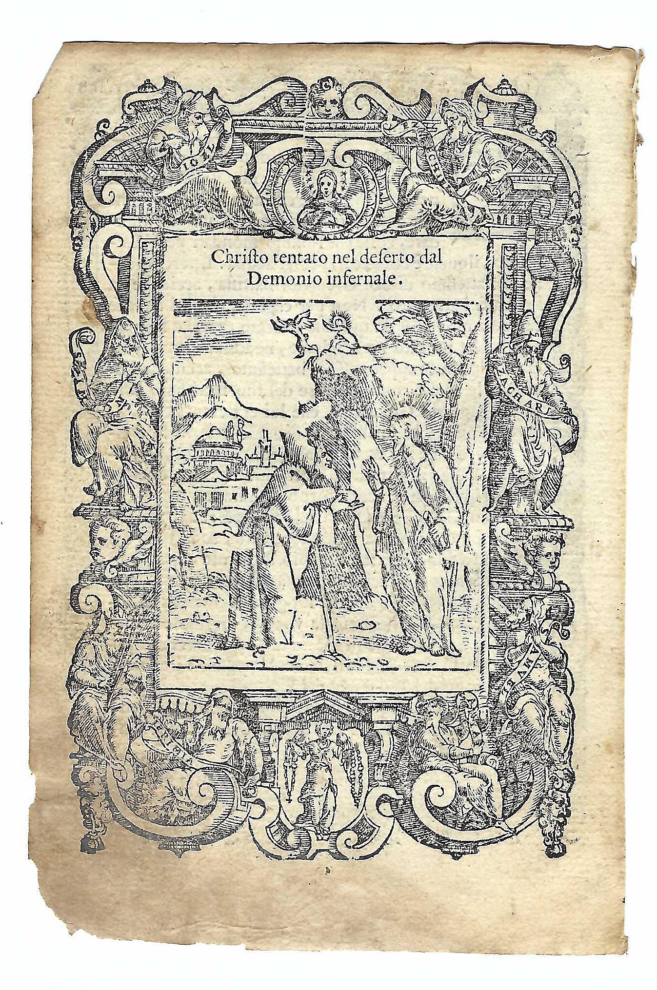 Stampa old print Gesù viene tentato dal demonio nel deserto …