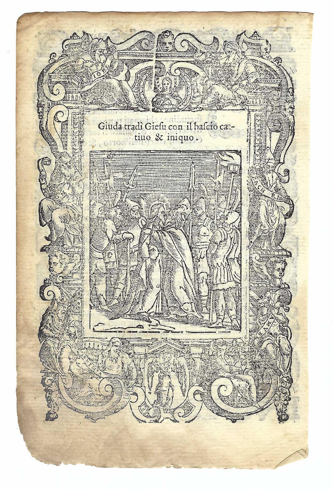 Stampa old print Giuda tradì Gesù con un bacio cattivo …