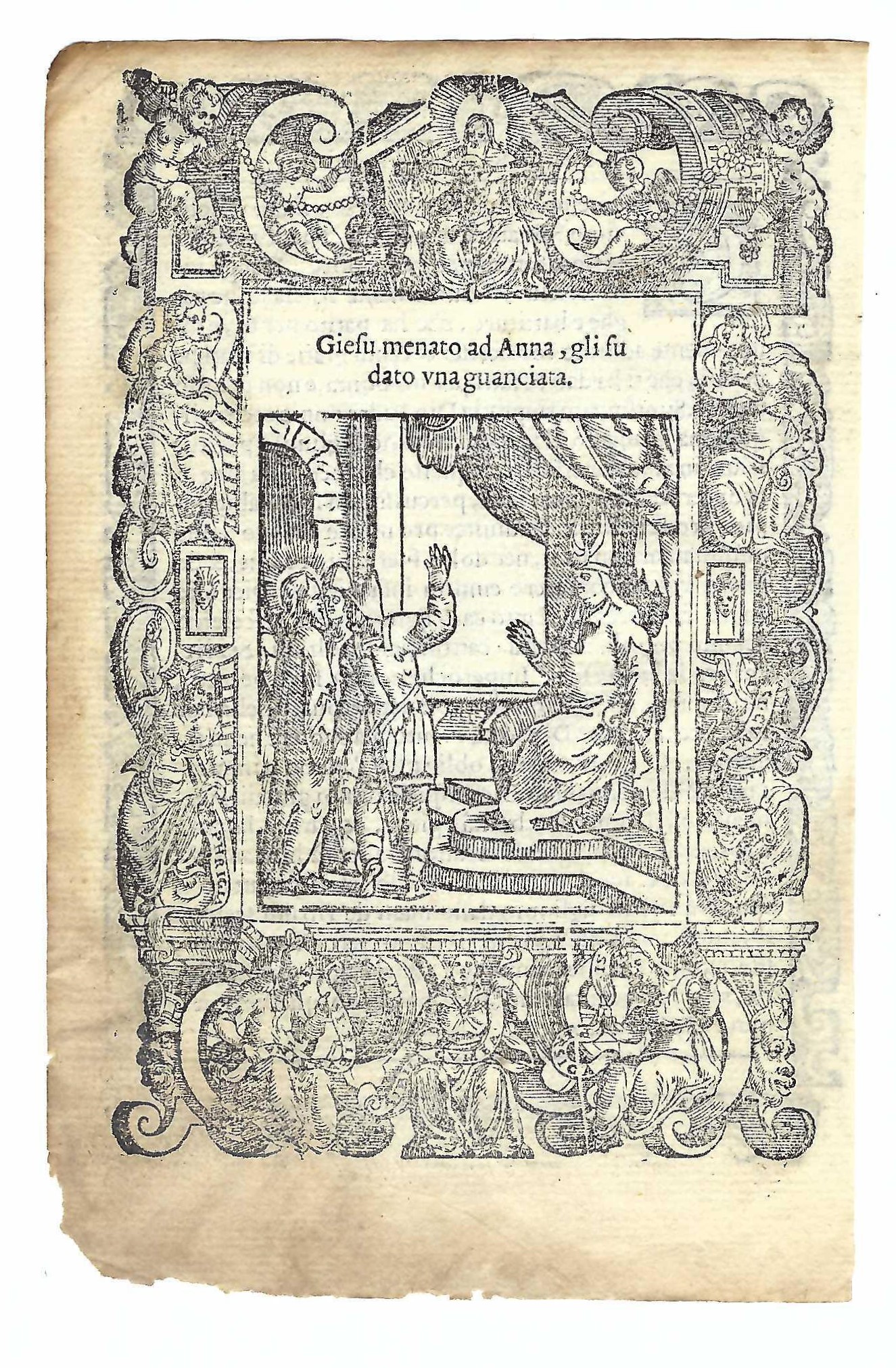 Stampa old print Il sommo sacerdote Anna da uno schiaffo …