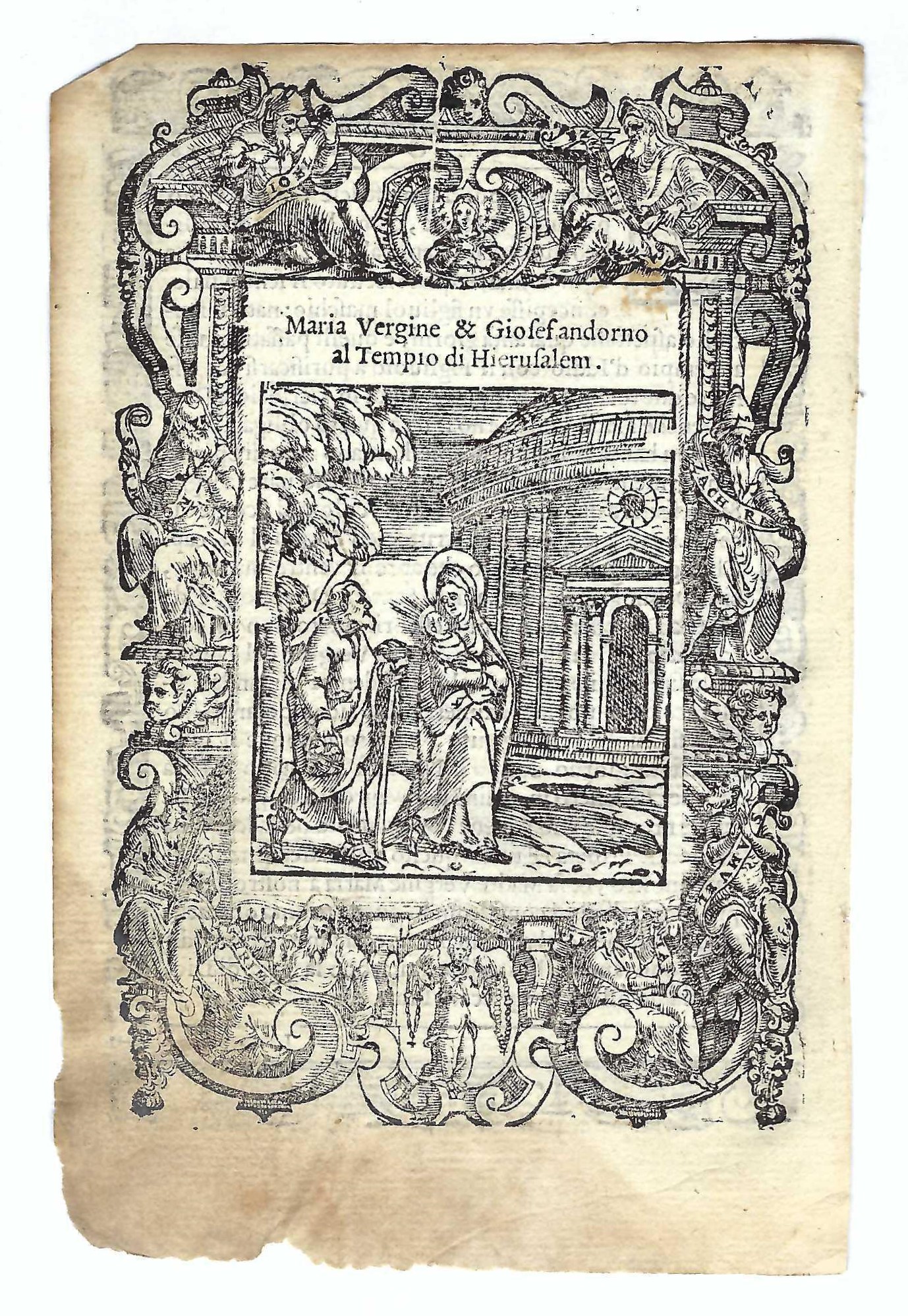 Stampa old print Maria Vergine e Giuseppe al tempio di …