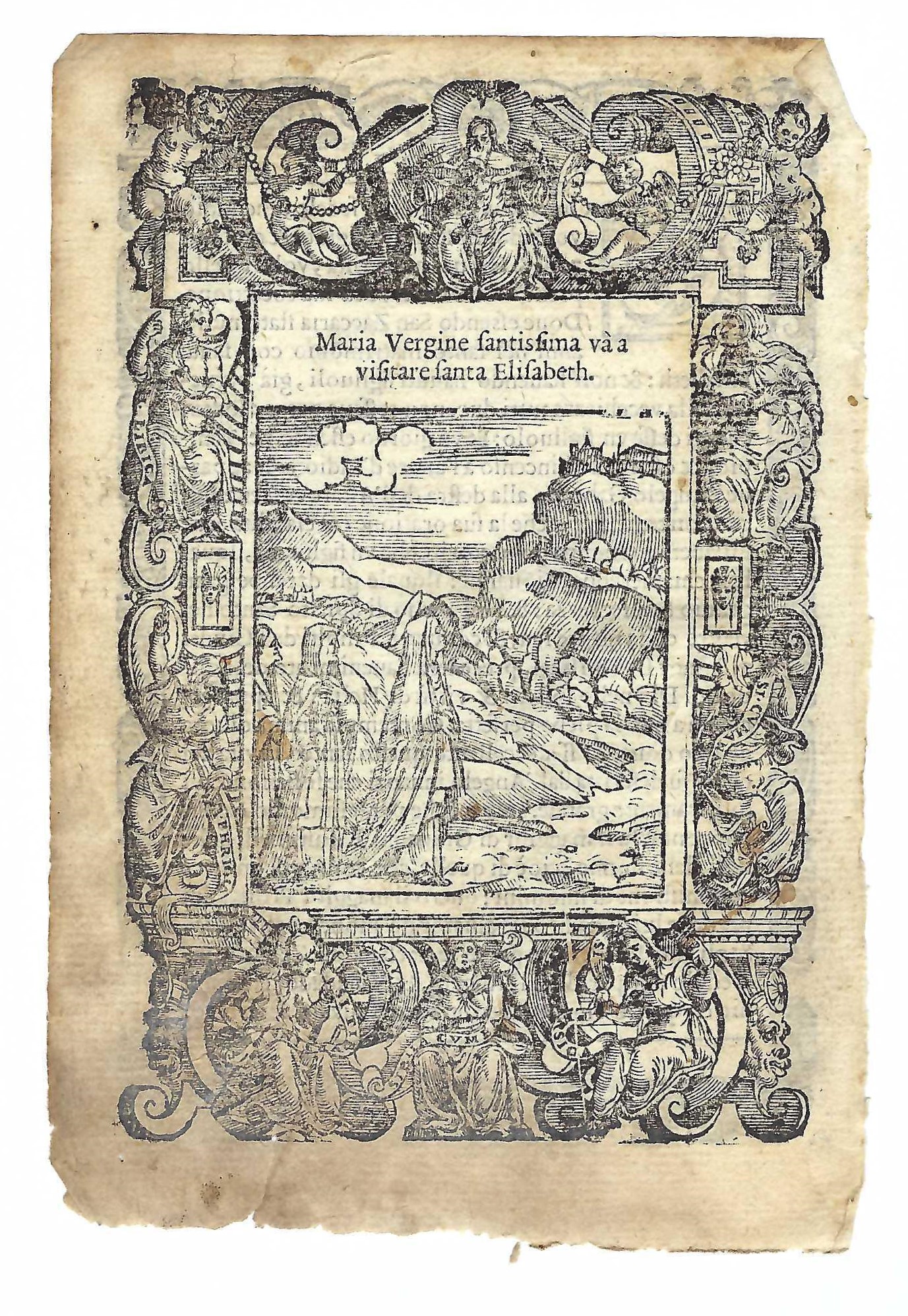 Stampa old print Maria Vergine va a visitare Santa Elisabetta …