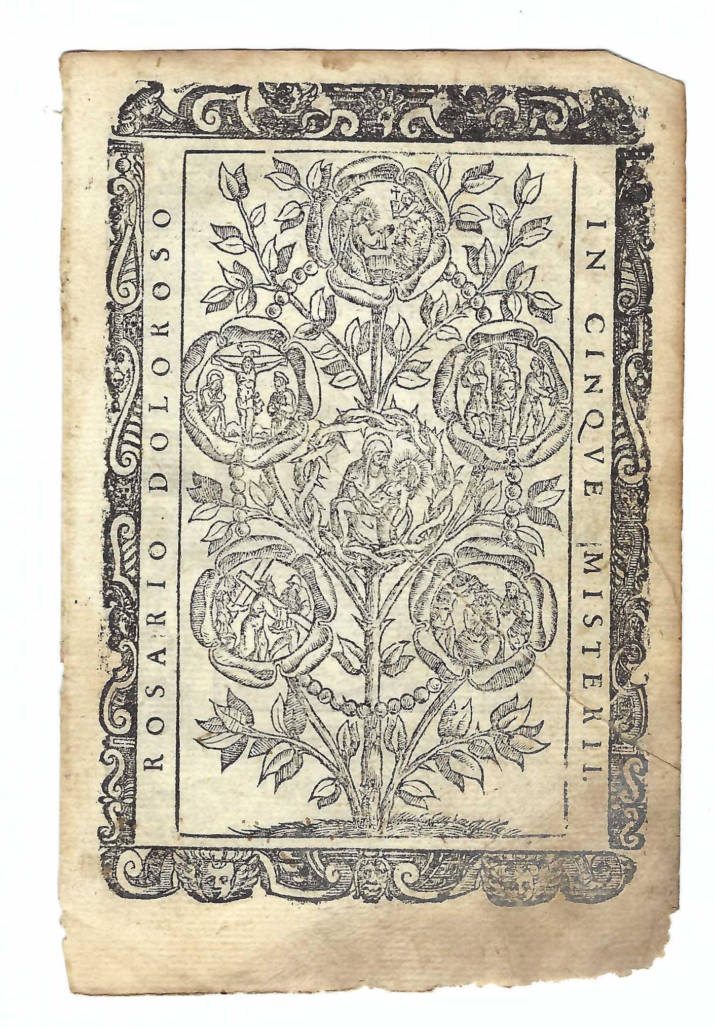 Stampa old print Rosario doloroso in cinque misteri A Da …