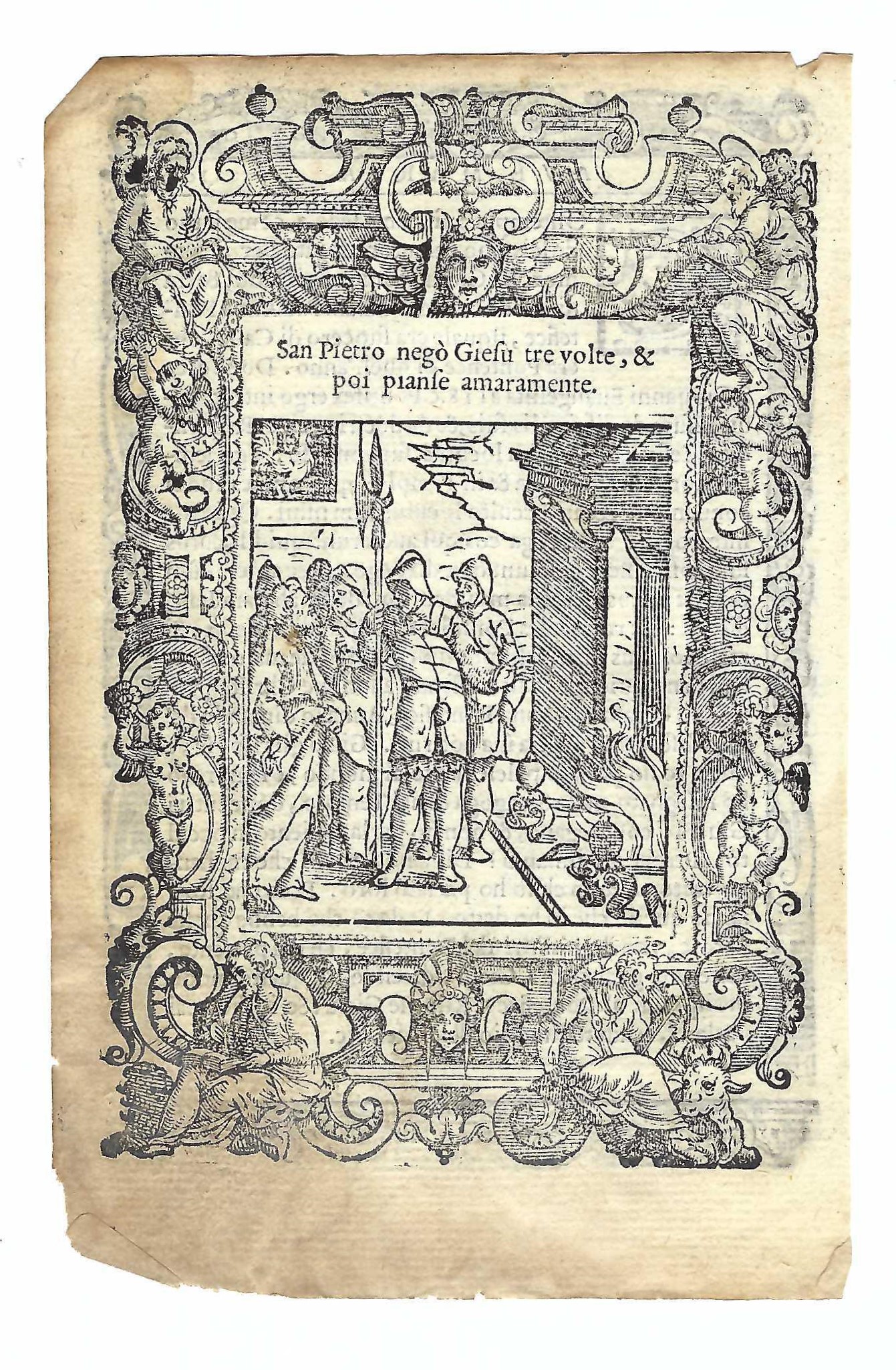 Stampa old print San Pietro negò Gesù tre volte e …