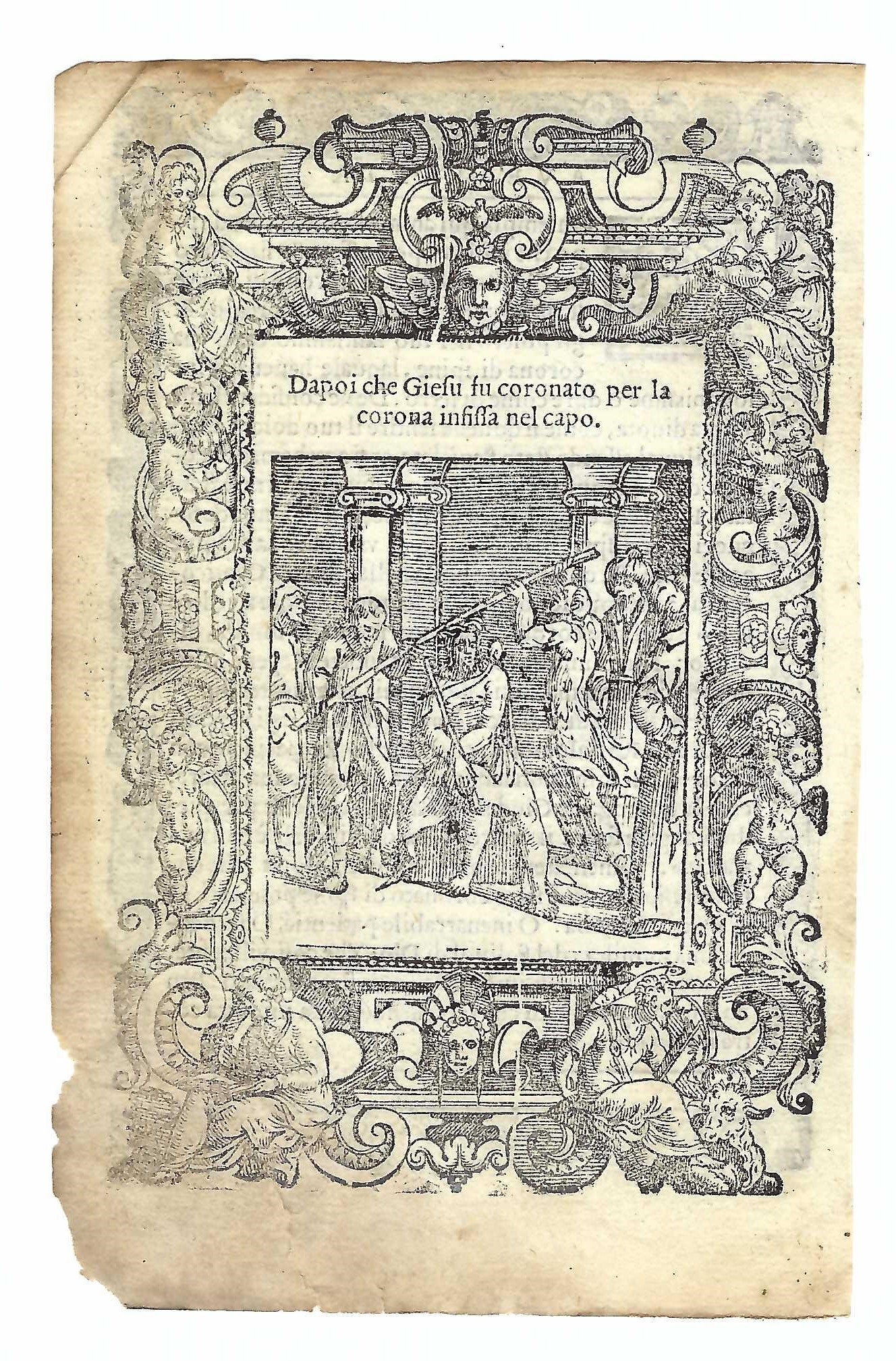 Stampa old print Sul capo di Gesù fu posta una …