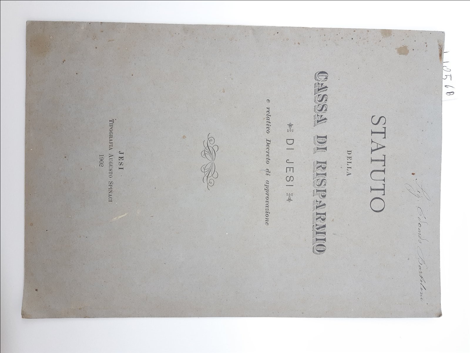 Statuto della Cassa di Risparmio di Jesi e relativo decreto …