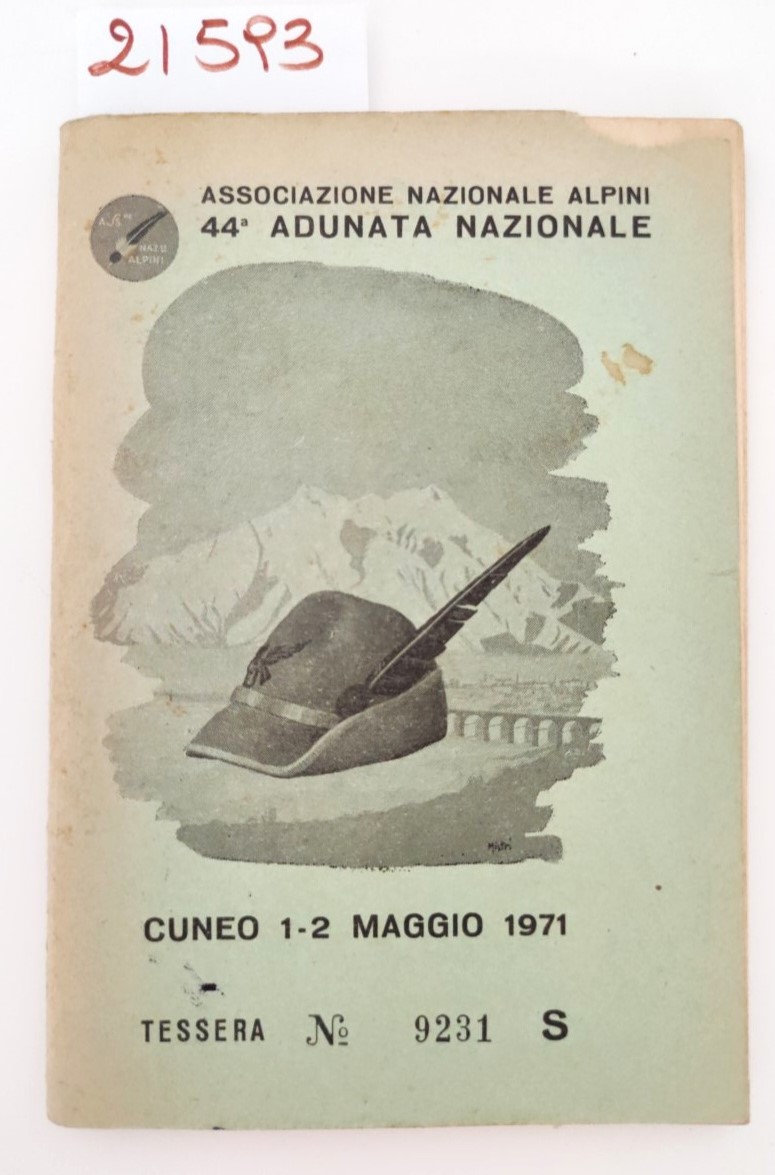 Tessera associazione nazionale alpini 44° adunata nazionale Cuneo 1971