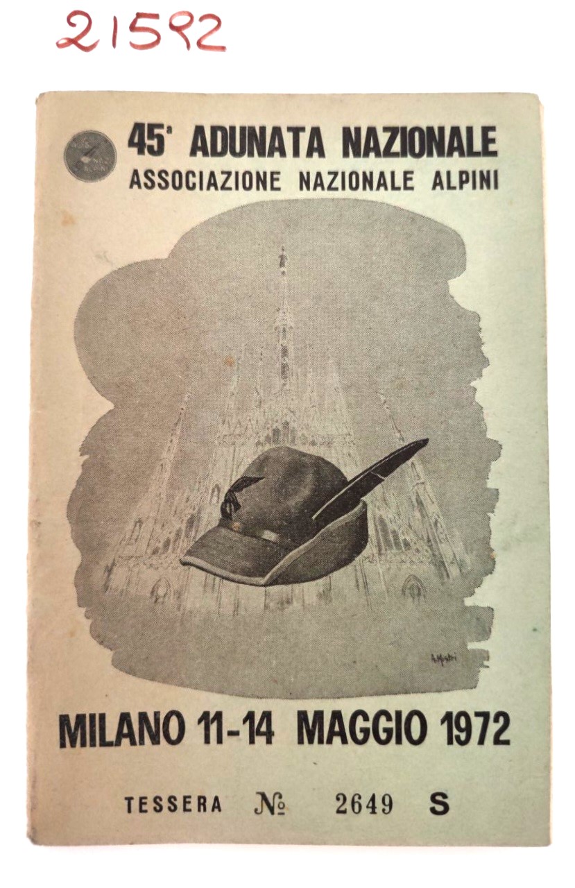 Tessera associazione nazionale alpini 45° adunata Milano 1972