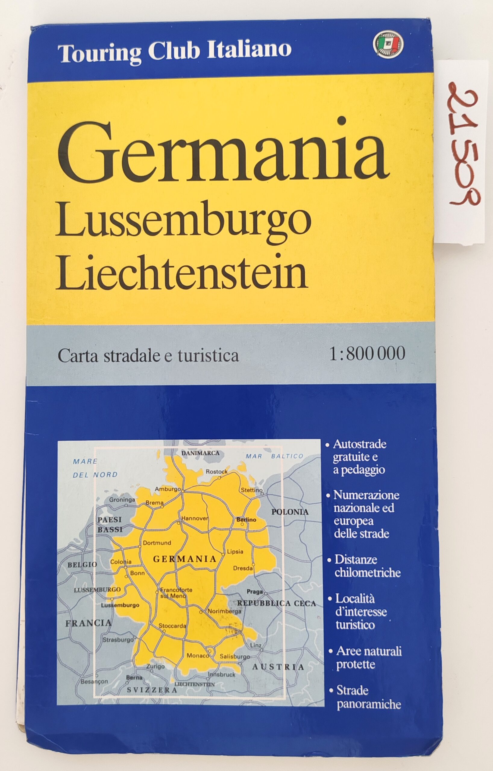 Touring Club italiano Germania Lussemburgo Liechtenstein carta stradale turistica 1994
