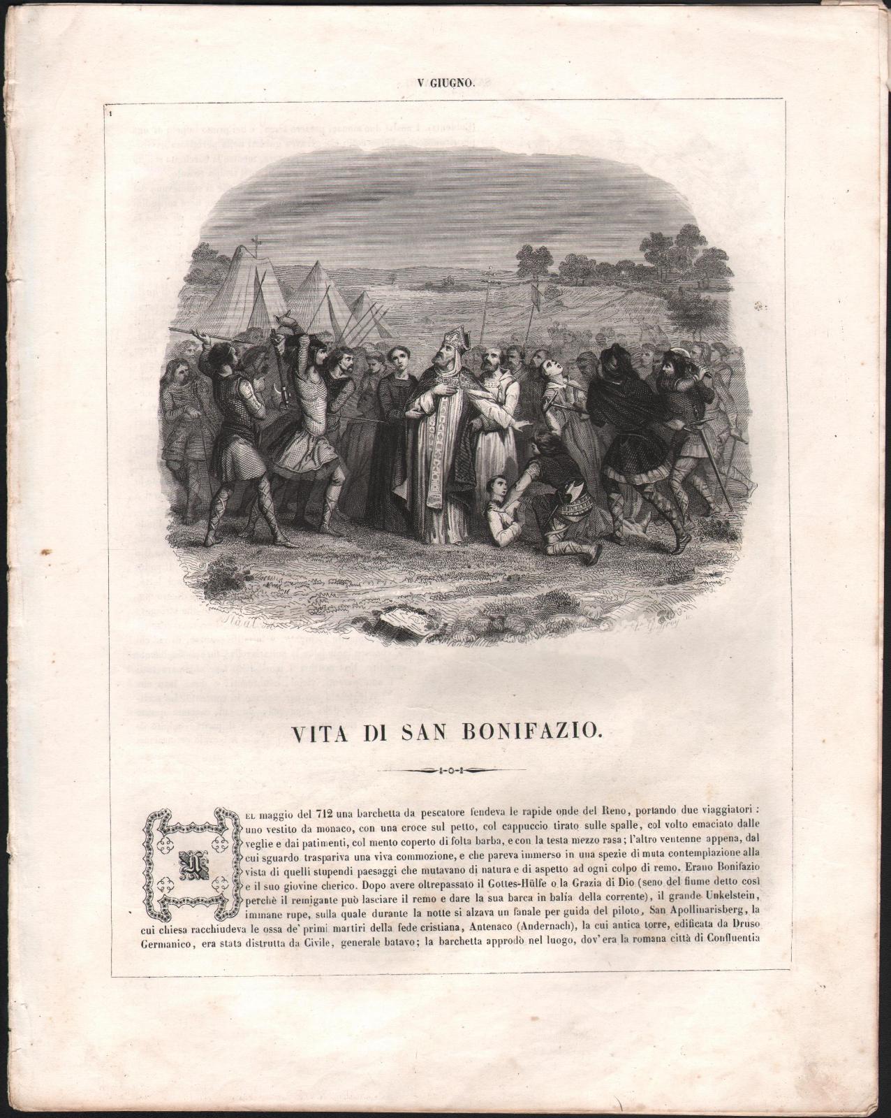 Vita Di San Bonifazio-Autore Drioux-1863-Illustrato