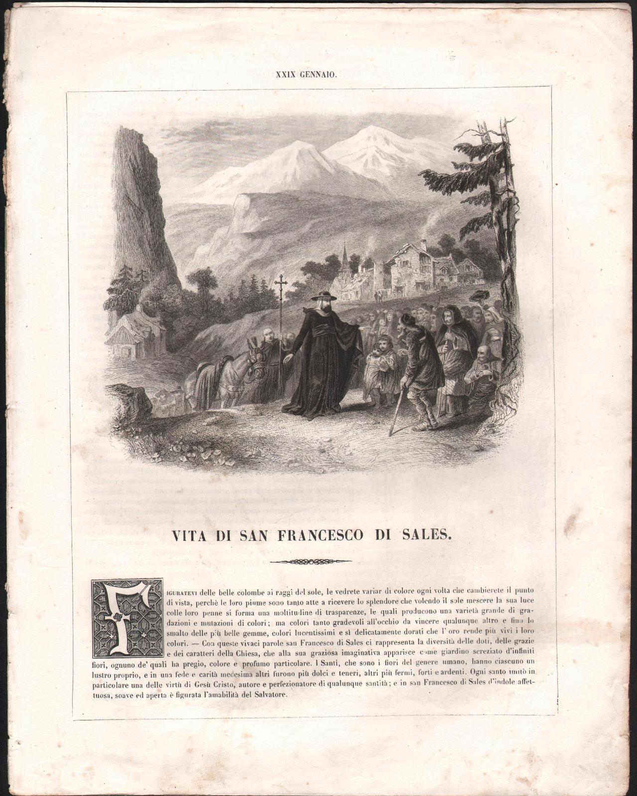 Vita di San Francesco Di Sales-Autore Drioux-1863-Illustrato