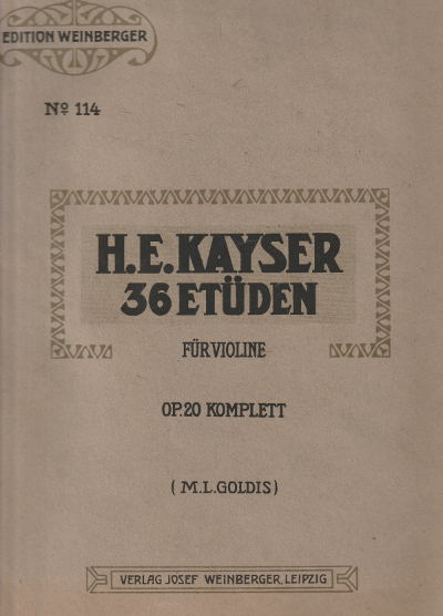 H.E. Kayser - 36 Etuden fur violine OP.20 komplett - …