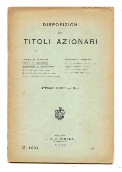 DISPOSIZIONE SUI TITOLI AZIONARI