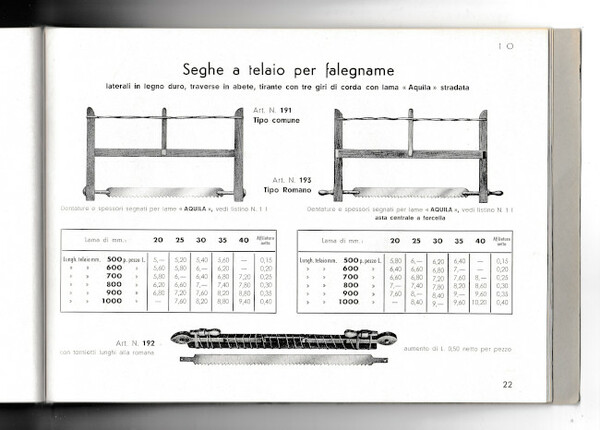 SALCA FABBRICA DI SEGHE - CATALOGO N.11