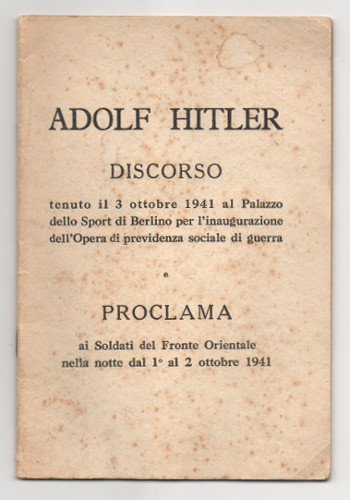 DISCORSO TENUTO IL 3 OTTOBRE 1941 AL PALAZZO DELLO SPORT …