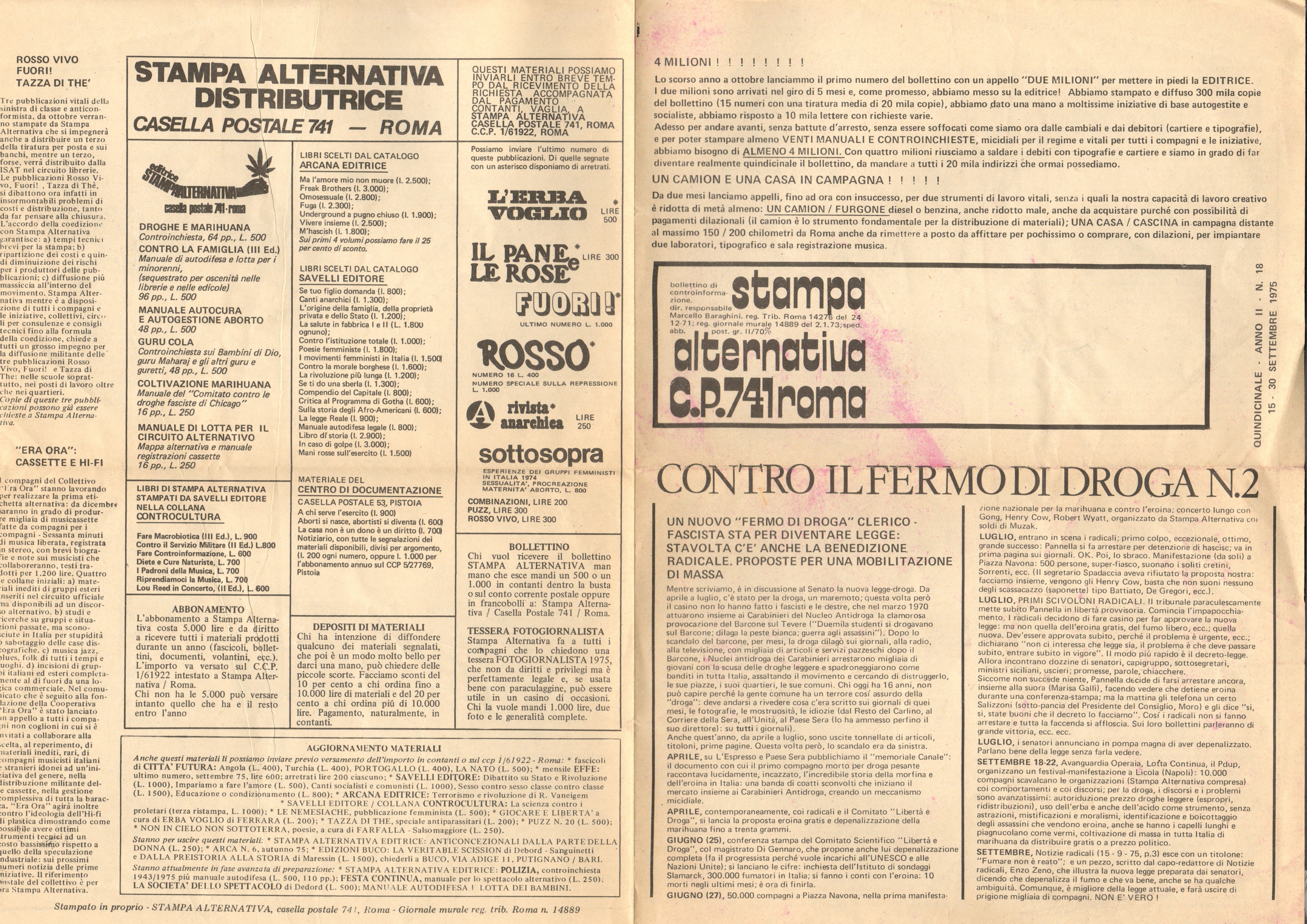 CONTRO IL FERMO DI DROGA N.2 - STAMPA ALTERNATIVA BOLLETTINO …