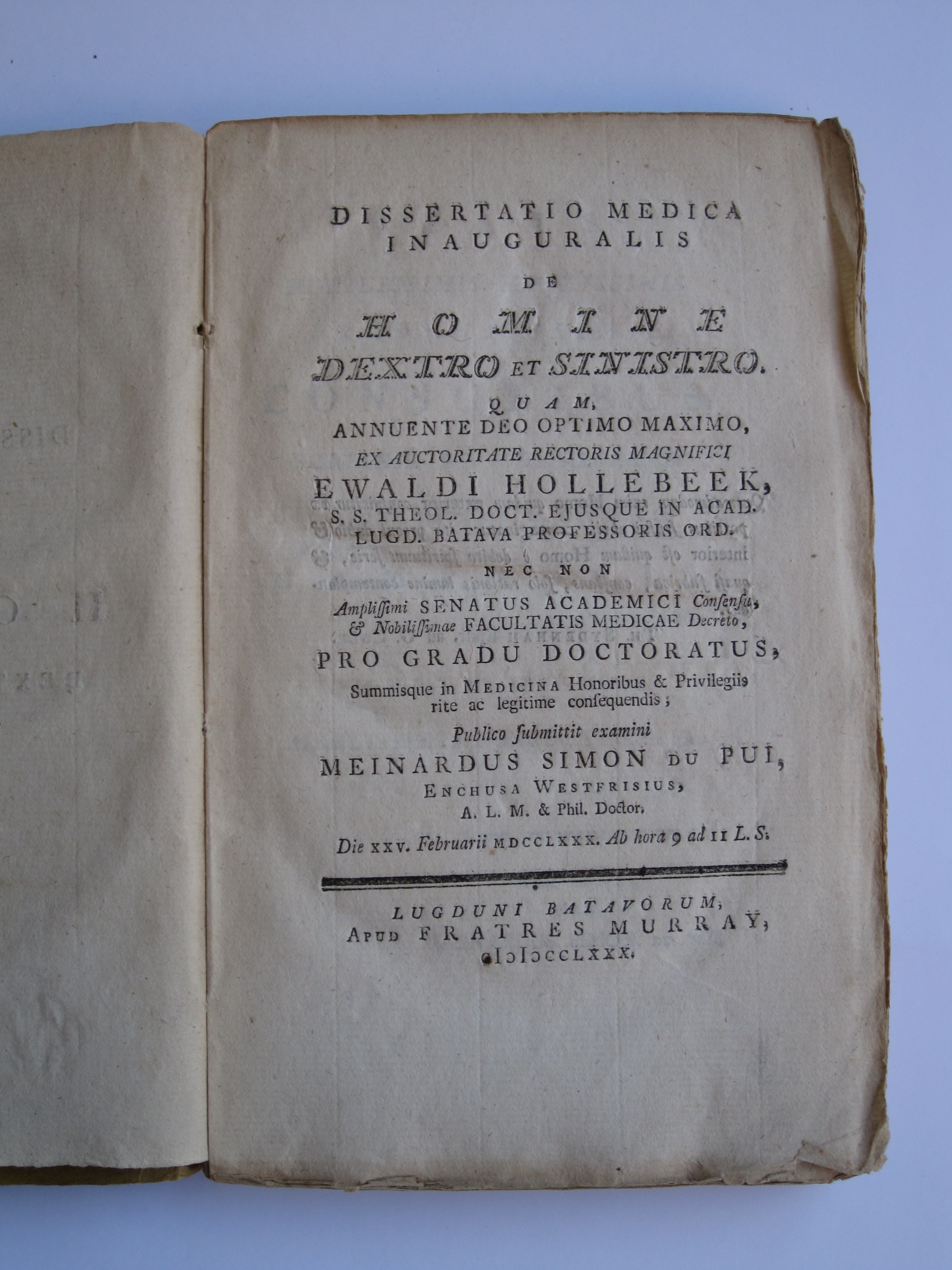 DISSERTATIO MEDICA DE HOMINE DEXTRO E SINISTRO.