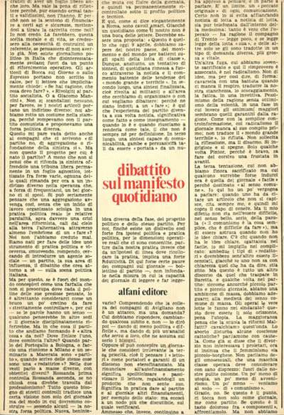 Dibattito sul Manifesto quotidiano.