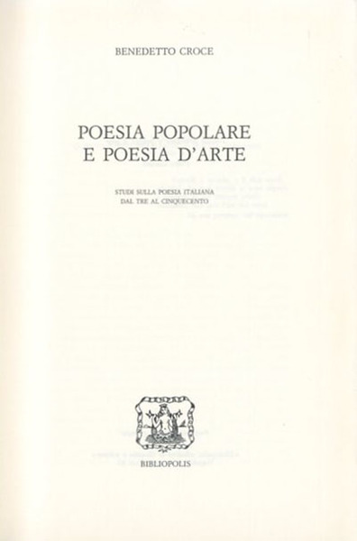 Poesia popolare e poesia d'arte.