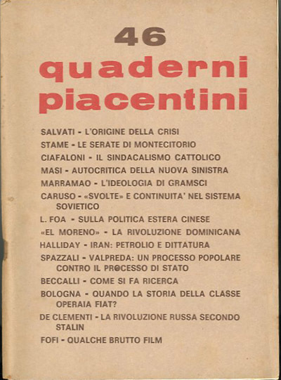 Quaderni piacentini. A. 11, n. 46, marzo 1972.