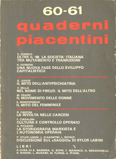 Quaderni piacentini. A. 15, n. 60-61, ottobre 1976.