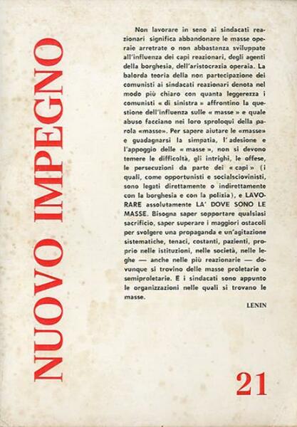 Nuovo impegno, rivista trimestrale, a. 6, n. 21 (aut. 1970-inv. …