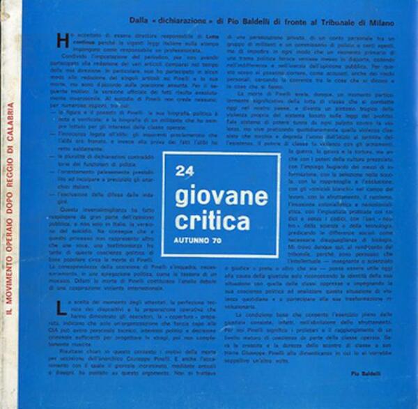 Giovane critica, numero 24 autunno 1970.