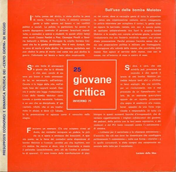 Giovane critica, numero 25 inverno 1971.