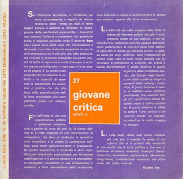 Giovane critica, numero 27 estate 1971.