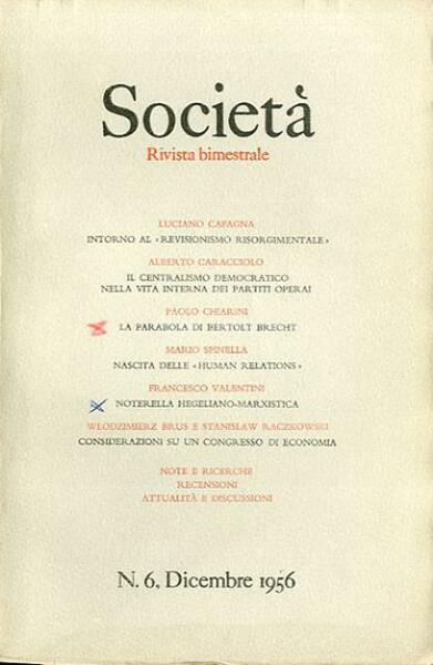 Società, rivista bimestrale, n. 6 (dicembre 1956).