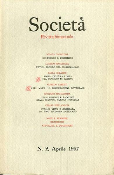 Società, rivista bimestrale, n. 2 (aprile 1957).