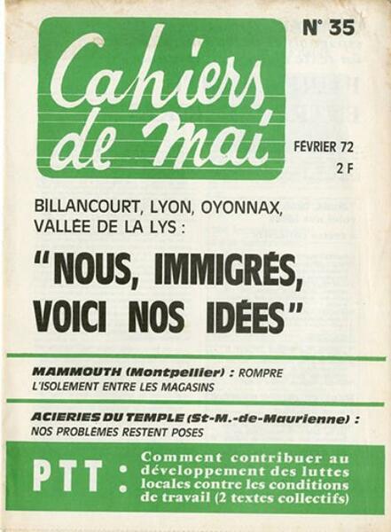 Cahiers de mai (annate complete 1972-1973). documents, études, débats pour …