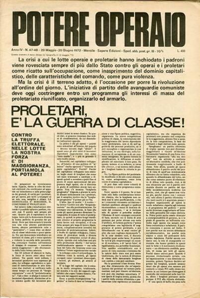 Potere operaio [a. 4, n. 47-48 (20 maggio-20 giugno 1972)]. …