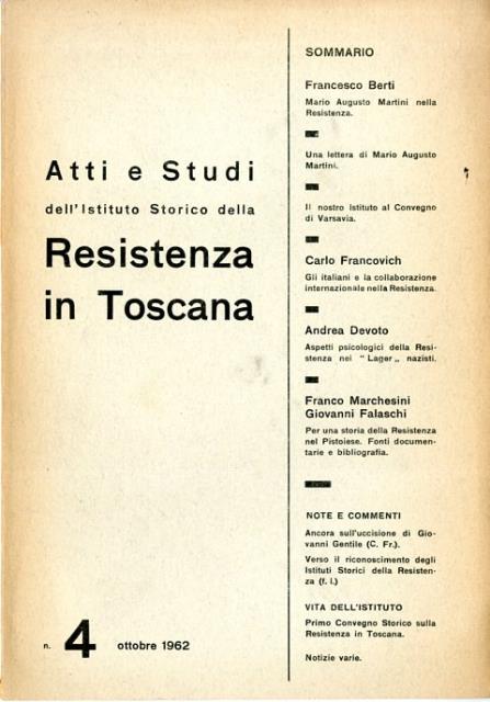Atti e studi dell'Istituto storico della Resistenza in Toscana, n. …