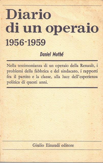 Diario di un operaio, 1956-1959.